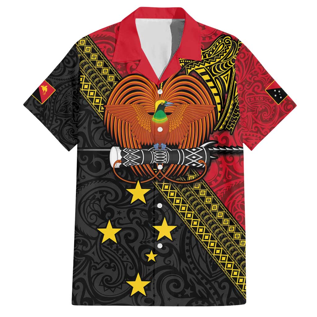 Papua New Guinea Goroka Show Hawaiian Shirt Bird-of-paradise and Melanesian Tattoo Pattern LT03 Red - Polynesian Pride
