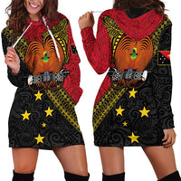 Papua New Guinea Goroka Show Hoodie Dress Bird-of-paradise and Melanesian Tattoo Pattern LT03 - Polynesian Pride