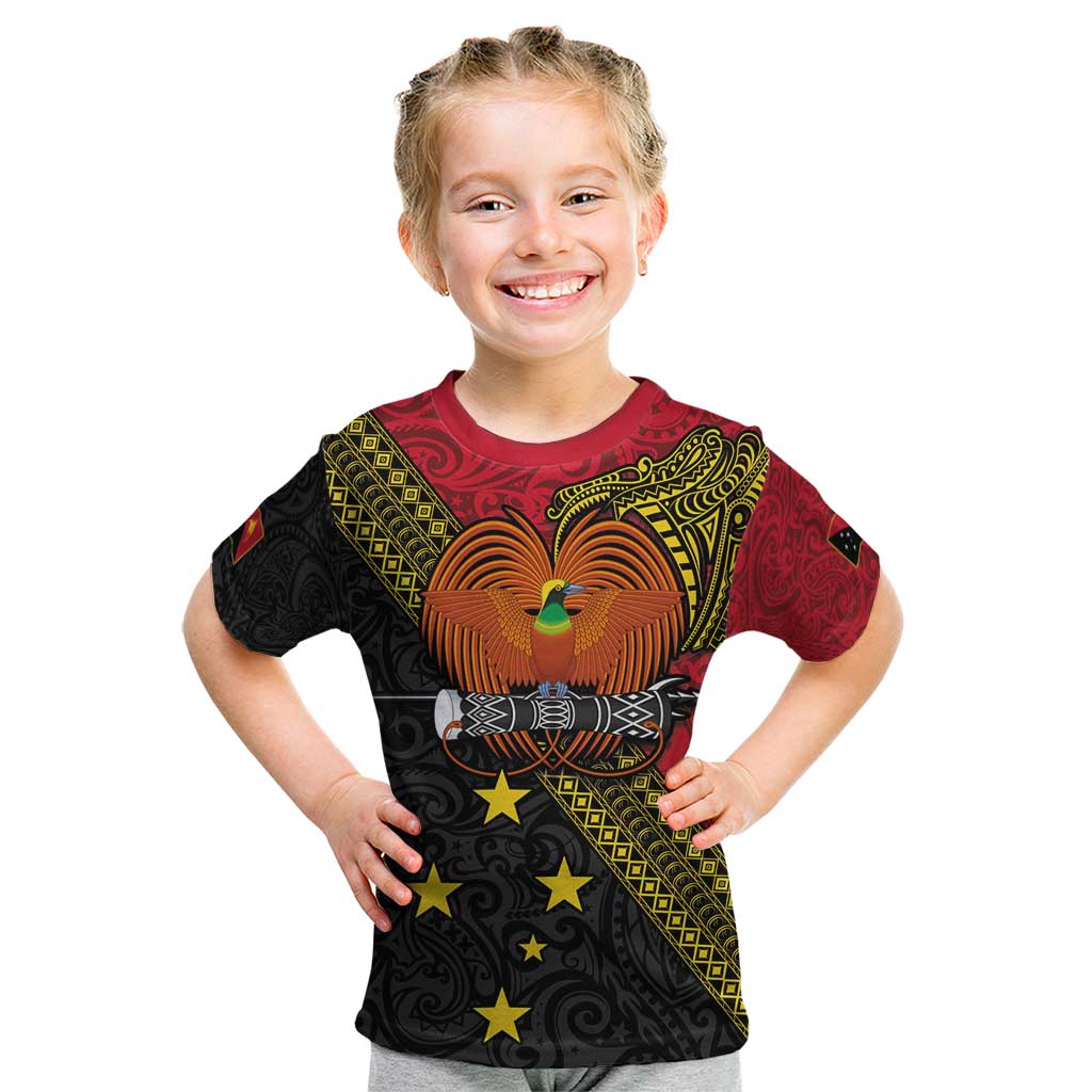 Papua new Guinea Goroka Show Kid T Shirt Bird-of-paradise and Melanesian Tattoo Pattern