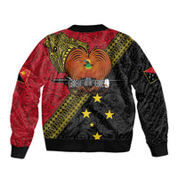 Papua New Guinea Goroka Show Sleeve Zip Bomber Jacket Bird-of-paradise and Melanesian Tattoo Pattern LT03 - Polynesian Pride