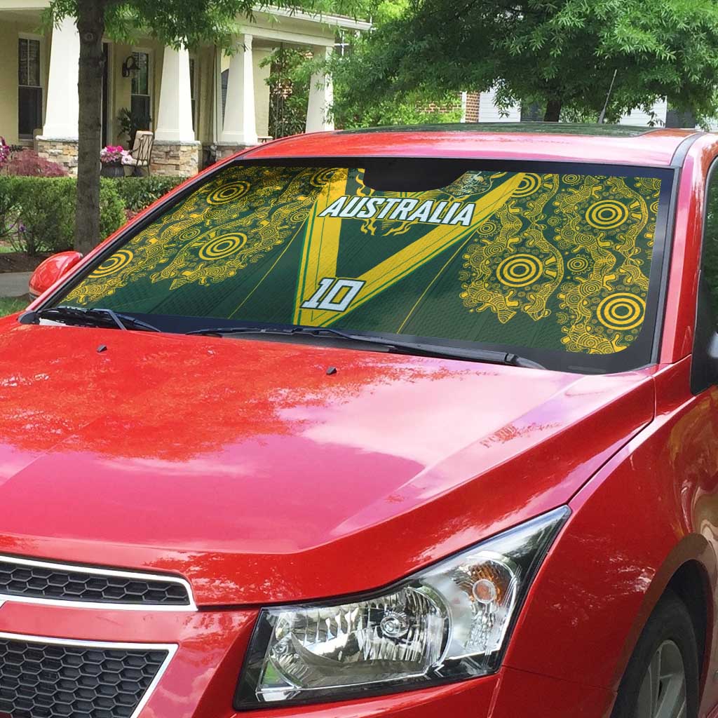 Australia Rugby Custom Auto Sun Shade Aboriginal Art Sporty Style - Polynesian Pride