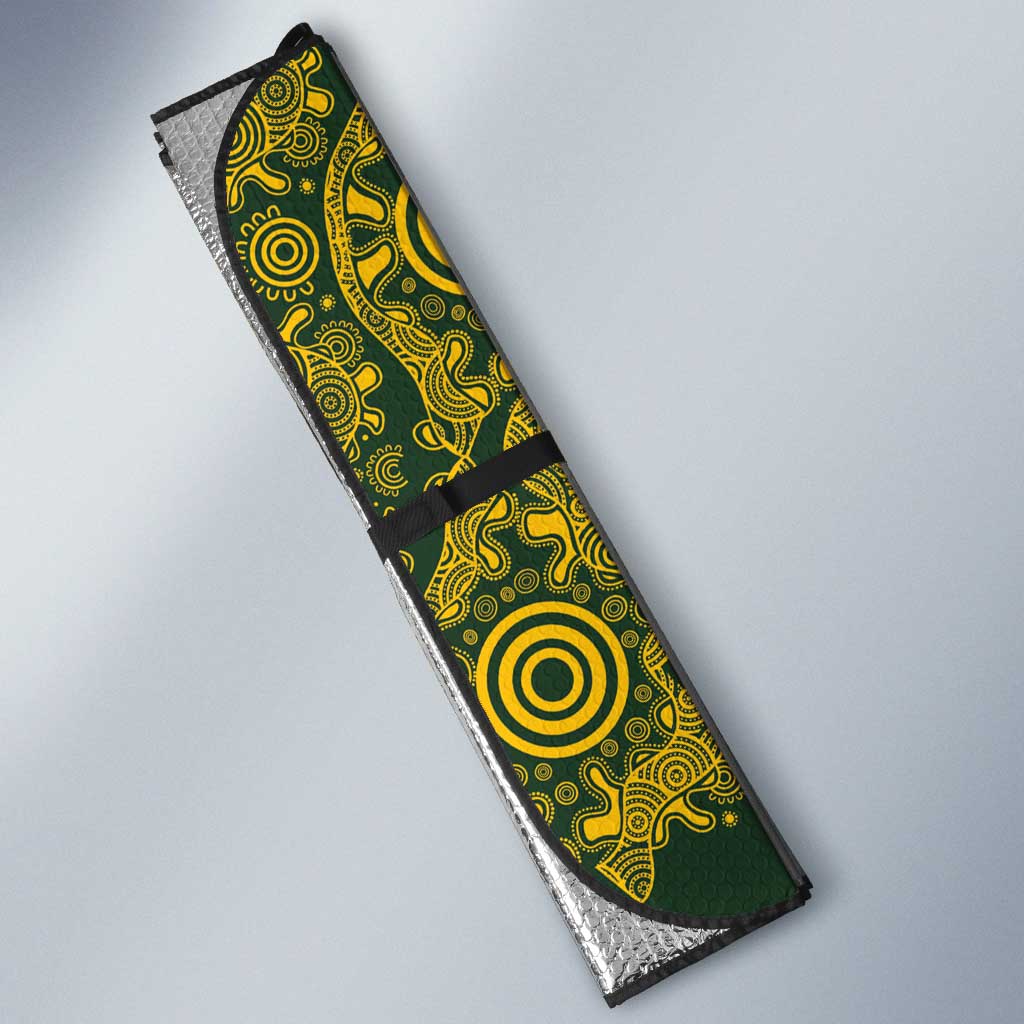 Australia Rugby Custom Auto Sun Shade Aboriginal Art Sporty Style - Polynesian Pride