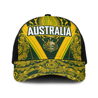 Australia Rugby Baseball Net Cap Aboriginal Art Sporty Style - Polynesian Pride