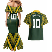 Australia Rugby Custom Couples Matching Mermaid Dress and Hawaiian Shirt Aboriginal Art Sporty Style - Polynesian Pride