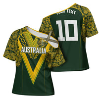 Australia Rugby Custom Cross Shoulder Shirt Aboriginal Art Sporty Style - Polynesian Pride