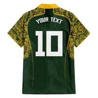 Australia Rugby Custom Family Matching Long Sleeve Bodycon Dress and Hawaiian Shirt Aboriginal Art Sporty Style LT03 - Polynesian Pride