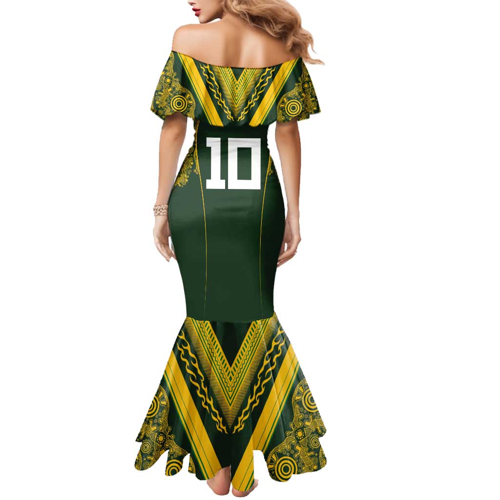 Australia Rugby Custom Family Matching Mermaid Dress and Hawaiian Shirt Aboriginal Art Sporty Style LT03 - Polynesian Pride