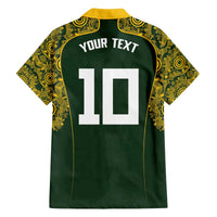 Australia Rugby Custom Family Matching Off The Shoulder Long Sleeve Dress and Hawaiian Shirt Aboriginal Art Sporty Style - Polynesian Pride