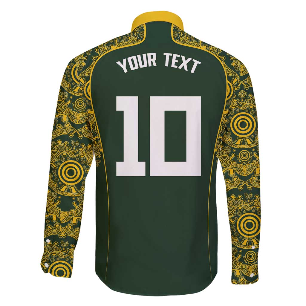 Australia Rugby Custom Family Matching Puletasi and Hawaiian Shirt Aboriginal Art Sporty Style - Polynesian Pride