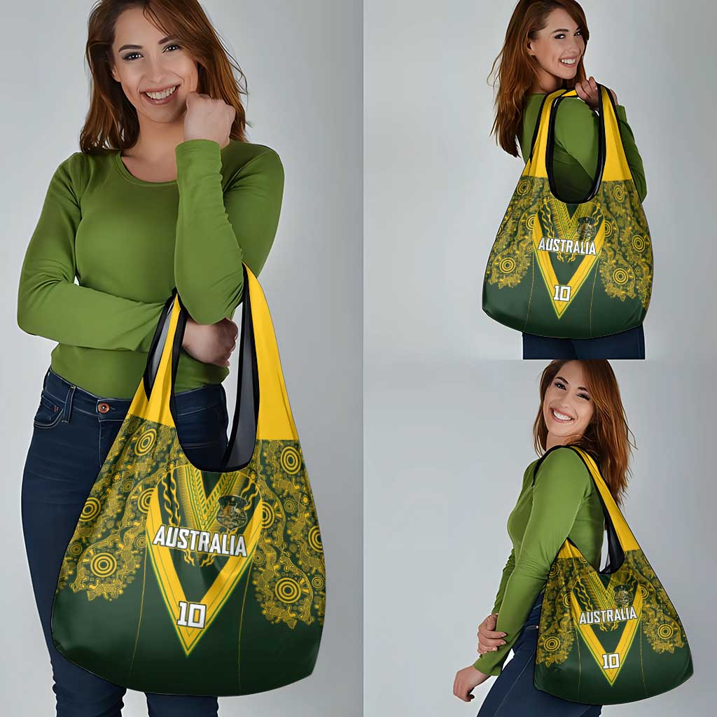 Australia Rugby Custom Grocery Bag Aboriginal Art Sporty Style - Polynesian Pride