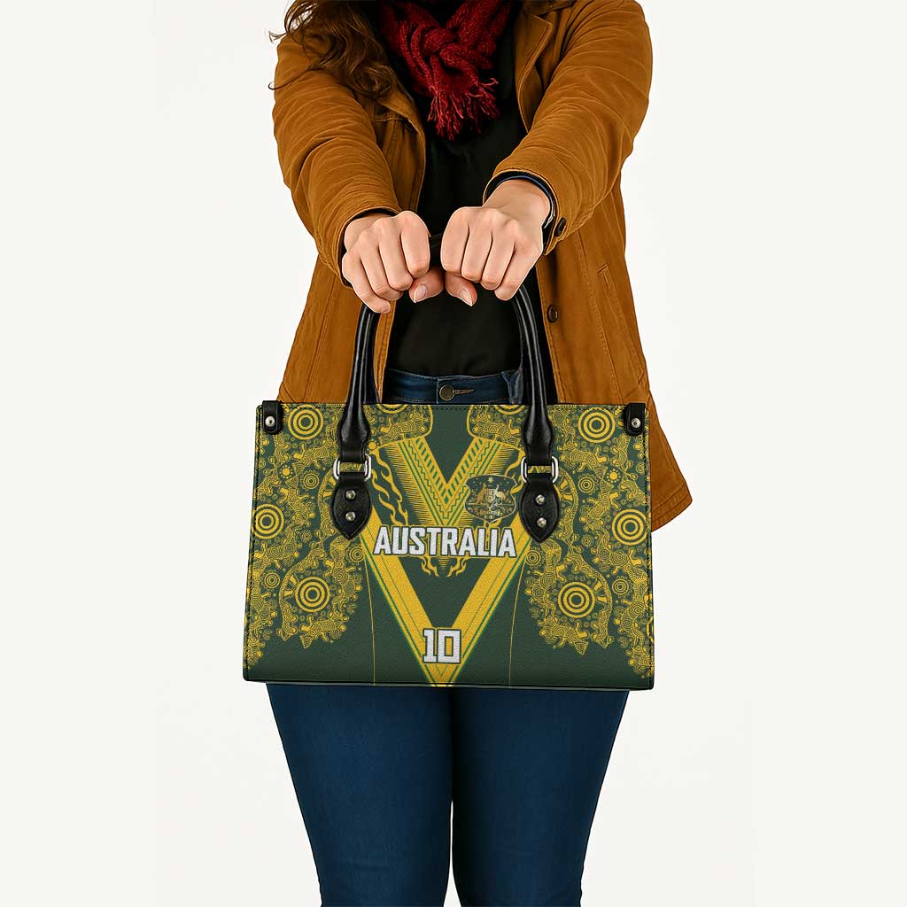 Australia Rugby Custom Leather Bag Aboriginal Art Sporty Style - Polynesian Pride