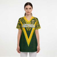 Australia Rugby Custom Scrub Top Aboriginal Art Sporty Style - Polynesian Pride