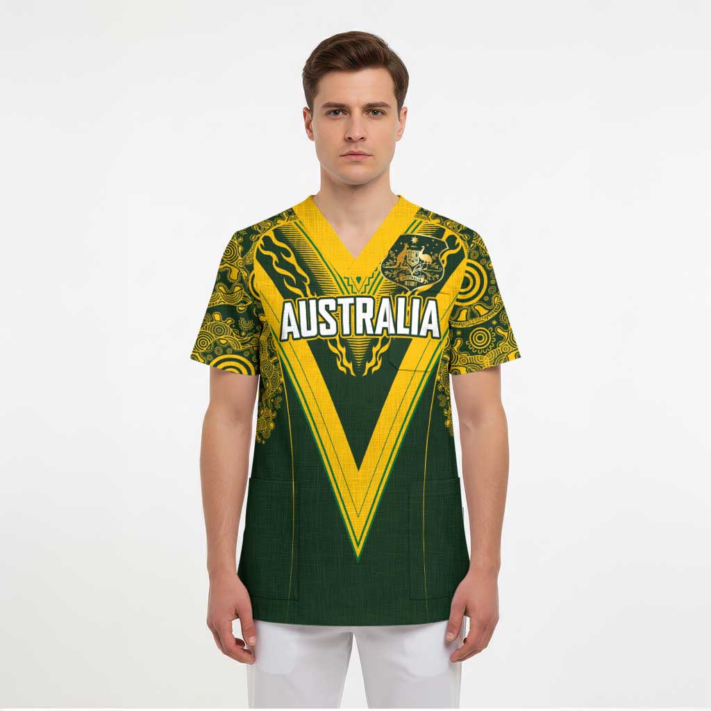 Australia Rugby Custom Scrub Top Aboriginal Art Sporty Style - Polynesian Pride