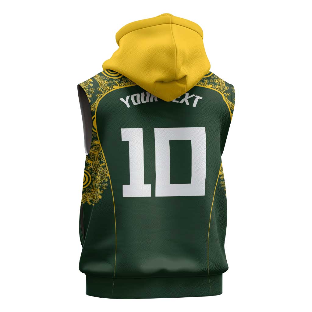 Australia Rugby Custom Sleeveless Hoodie Aboriginal Art Sporty Style - Polynesian Pride