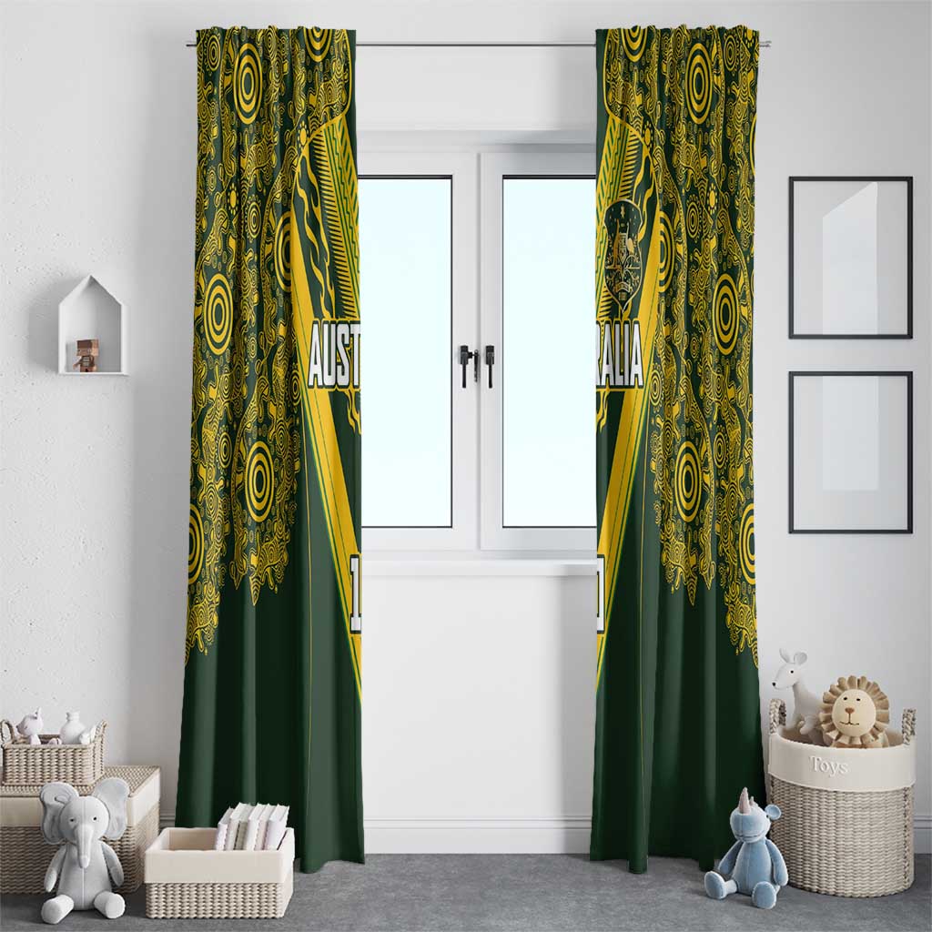 Australia Rugby Custom Window Curtain Aboriginal Art Sporty Style - Polynesian Pride