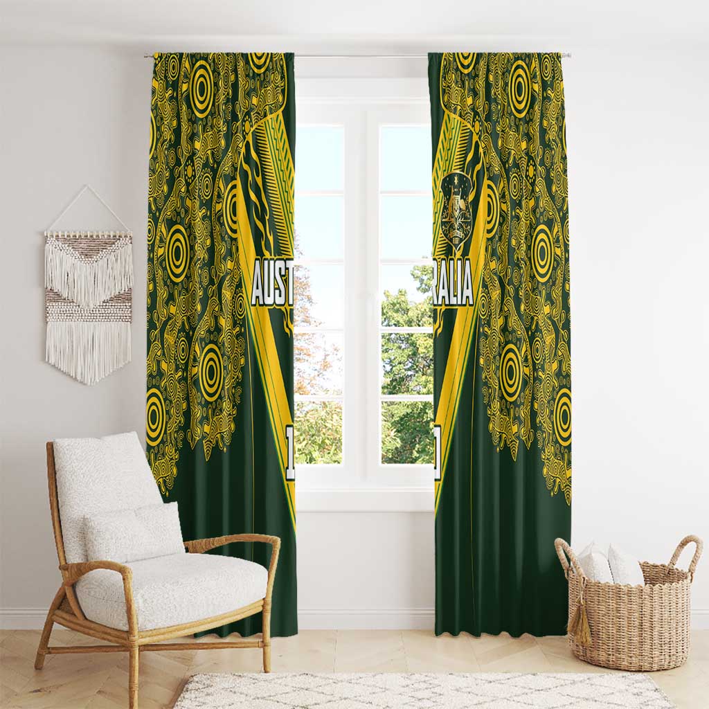 Australia Rugby Custom Window Curtain Aboriginal Art Sporty Style - Polynesian Pride