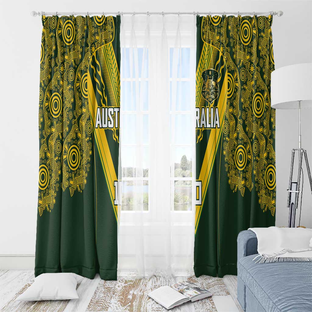 Australia Rugby Custom Window Curtain Aboriginal Art Sporty Style - Polynesian Pride