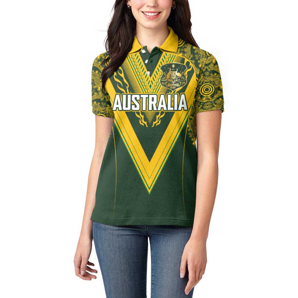 Australia Rugby Custom Women Polo Shirt Aboriginal Art Sporty Style LT03 - Polynesian Pride
