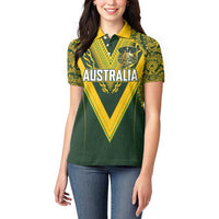 Australia Rugby Custom Women Polo Shirt Aboriginal Art Sporty Style LT03 - Polynesian Pride