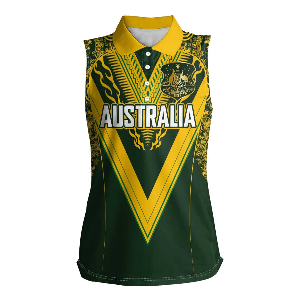 Australia Rugby Custom Women Sleeveless Polo Shirt Aboriginal Art Sporty Style - Polynesian Pride
