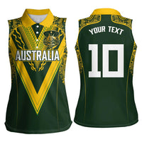 Australia Rugby Custom Women Sleeveless Polo Shirt Aboriginal Art Sporty Style - Polynesian Pride