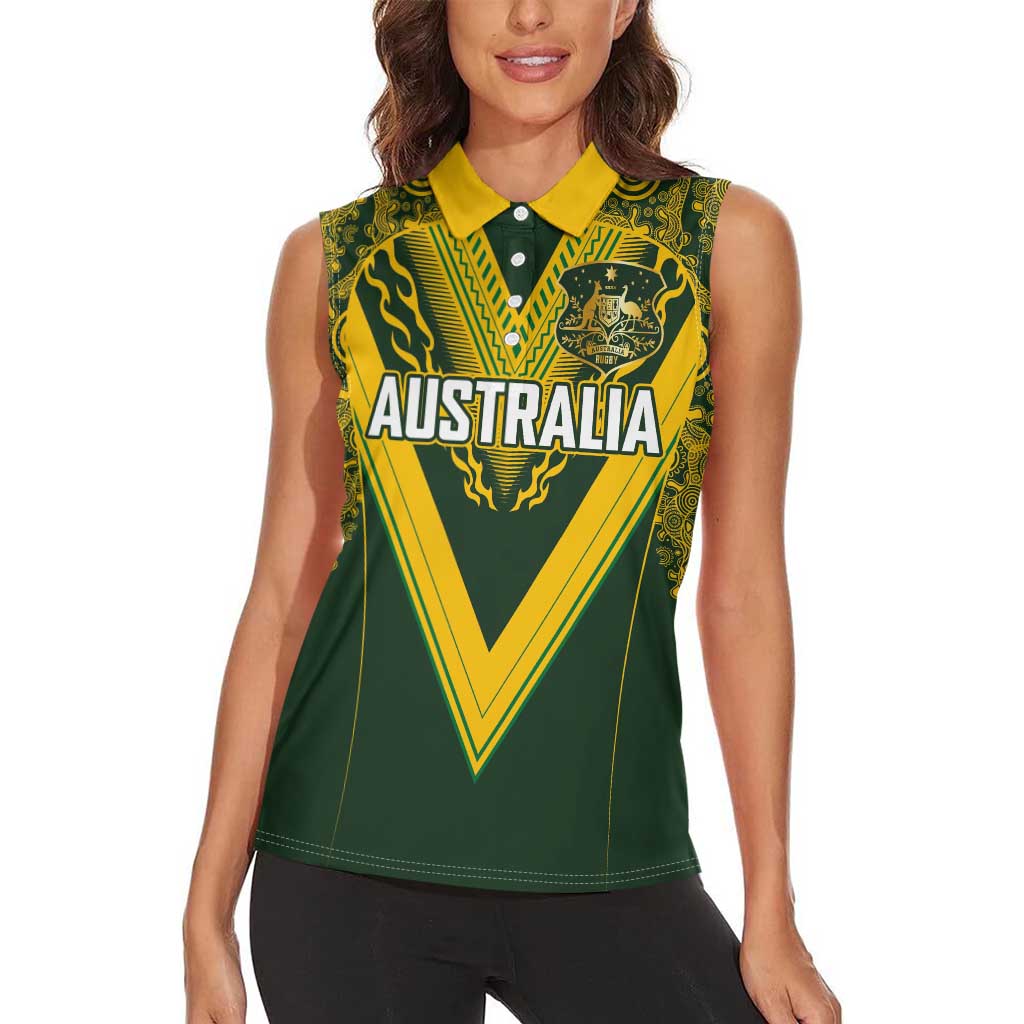 Australia Rugby Custom Women Sleeveless Polo Shirt Aboriginal Art Sporty Style - Polynesian Pride