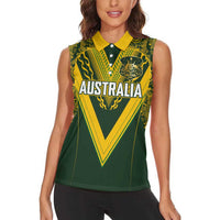 Australia Rugby Custom Women Sleeveless Polo Shirt Aboriginal Art Sporty Style - Polynesian Pride