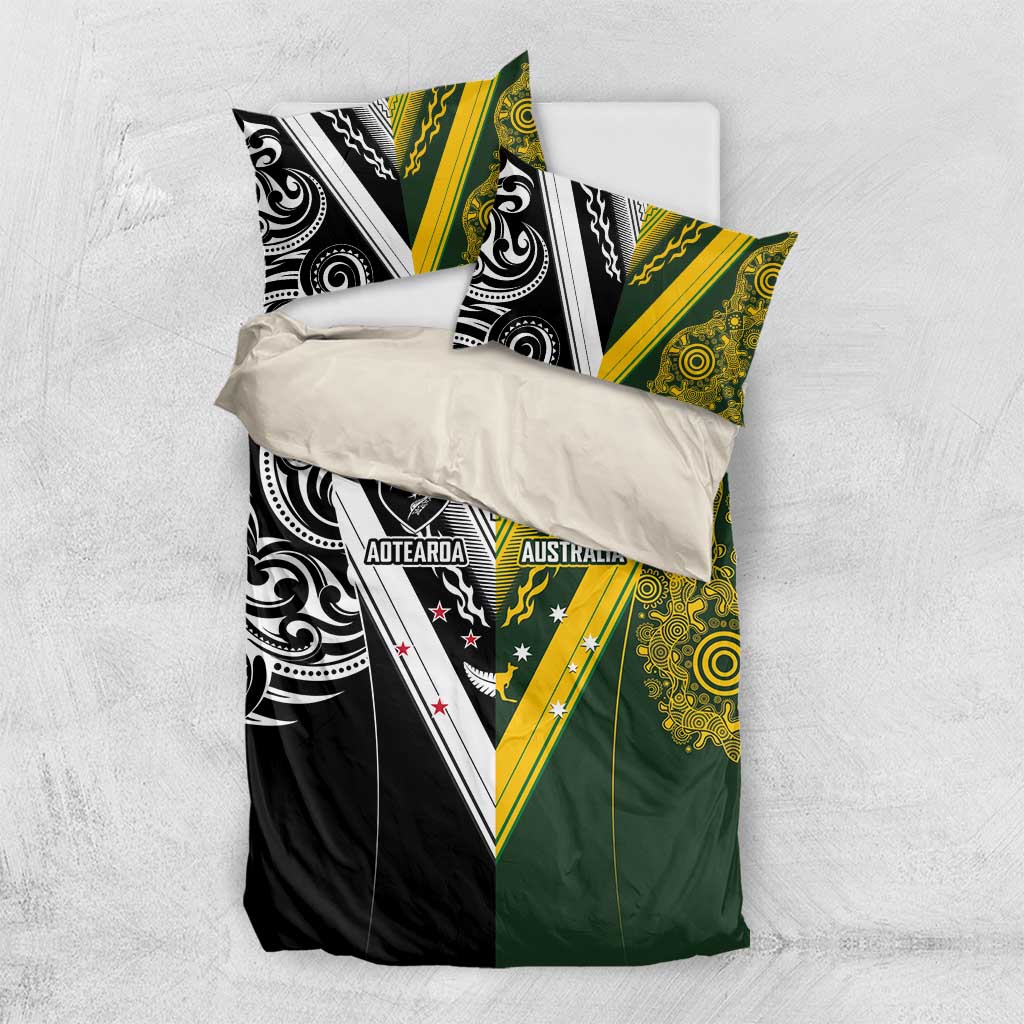 Aotearoa Australia Rugby Bedding Set Maori and Aboriginal Art Sporty Style - Polynesian Pride