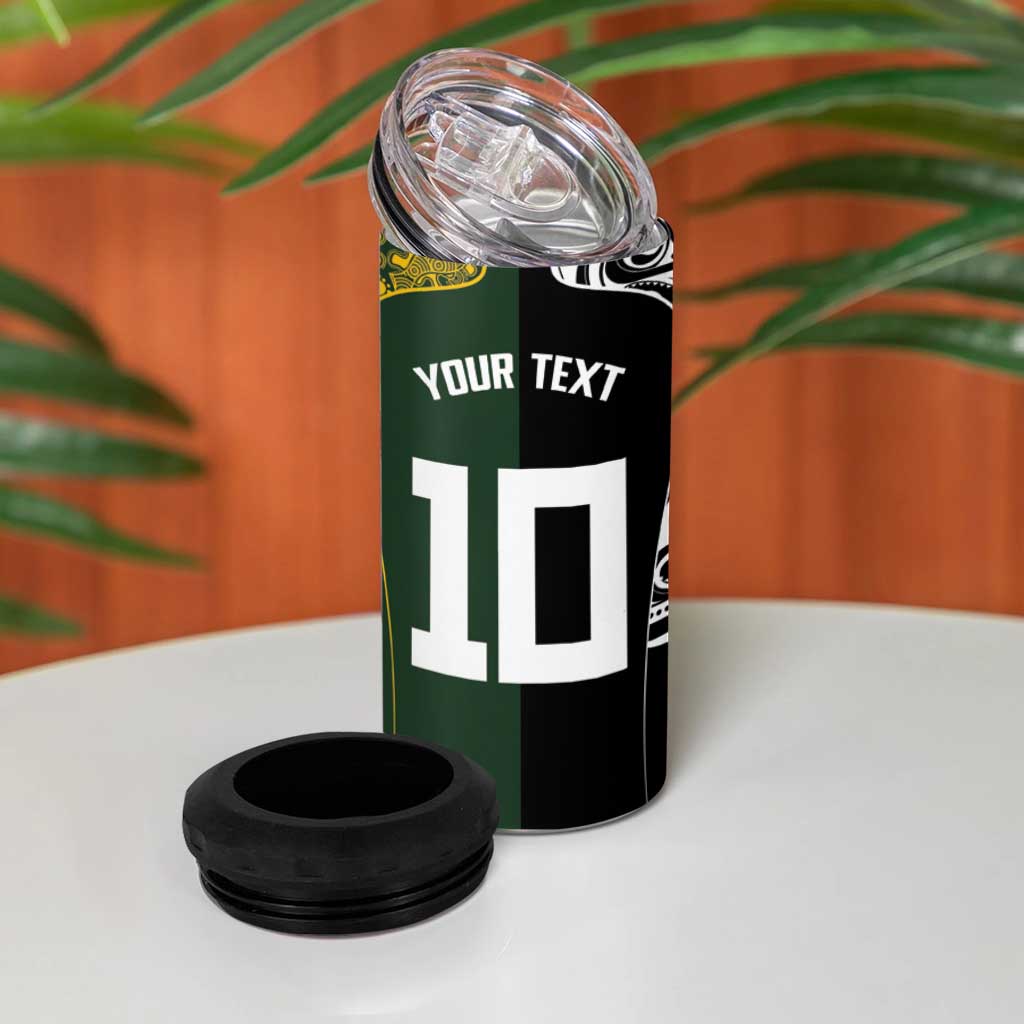 Aotearoa Australia Rugby Custom 4 in 1 Can Cooler Tumbler Maori and Aboriginal Art Sporty Style - Polynesian Pride