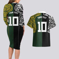 Aotearoa Australia Rugby Custom Couples Matching Long Sleeve Bodycon Dress and Hawaiian Shirt Maori and Aboriginal Art Sporty Style LT03 - Polynesian Pride