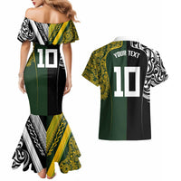 Aotearoa Australia Rugby Custom Couples Matching Mermaid Dress and Hawaiian Shirt Maori and Aboriginal Art Sporty Style LT03 - Polynesian Pride