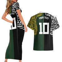 Aotearoa Australia Rugby Custom Couples Matching Short Sleeve Bodycon Dress and Hawaiian Shirt Maori and Aboriginal Art Sporty Style LT03 - Polynesian Pride