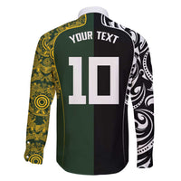 Aotearoa Australia Rugby Custom Family Matching Long Sleeve Bodycon Dress and Hawaiian Shirt Maori and Aboriginal Art Sporty Style LT03 - Polynesian Pride
