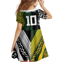 Aotearoa Australia Rugby Custom Family Matching Short Sleeve Bodycon Dress and Hawaiian Shirt Maori and Aboriginal Art Sporty Style LT03 - Polynesian Pride
