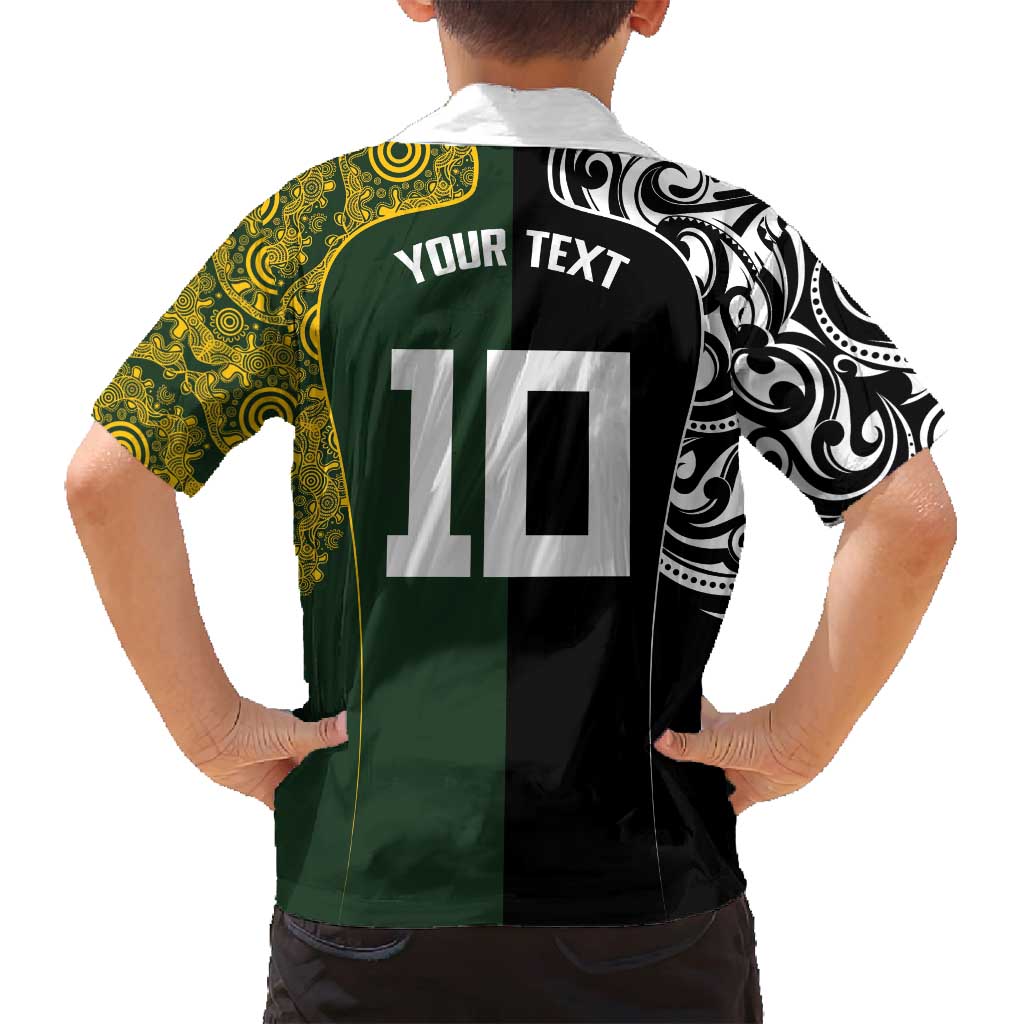 Aotearoa Australia Rugby Custom Family Matching Tank Maxi Dress and Hawaiian Shirt Maori and Aboriginal Art Sporty Style LT03 - Polynesian Pride
