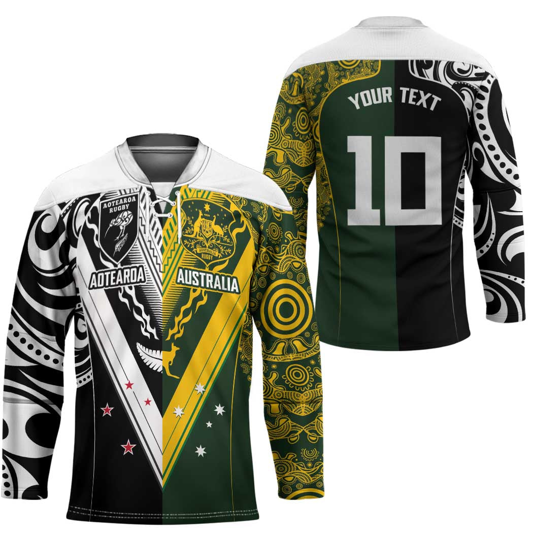 Aotearoa Australia Rugby Custom Hockey Jersey Maori and Aboriginal Art Sporty Style - Polynesian Pride