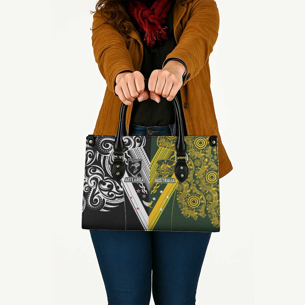 Aotearoa Australia Rugby Leather Bag Maori and Aboriginal Art Sporty Style - Polynesian Pride
