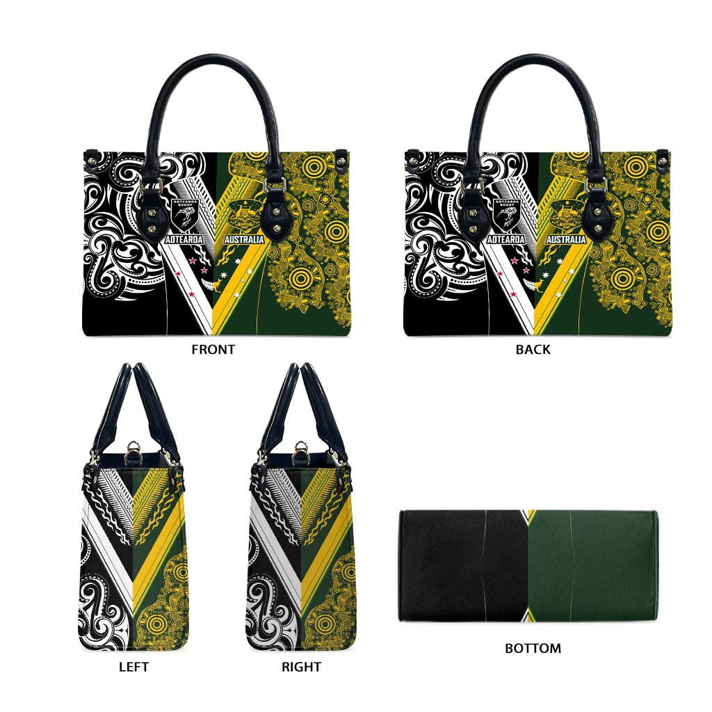 Aotearoa Australia Rugby Leather Bag Maori and Aboriginal Art Sporty Style - Polynesian Pride