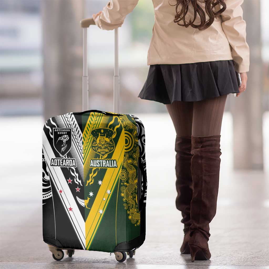 Aotearoa Australia Rugby Luggage Cover Maori and Aboriginal Art Sporty Style - Polynesian Pride