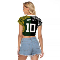 Aotearoa Australia Rugby Custom Raglan Cropped T Shirt Maori and Aboriginal Art Sporty Style - Polynesian Pride