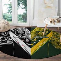 Aotearoa Australia Rugby Round Carpet Maori and Aboriginal Art Sporty Style LT03 - Polynesian Pride