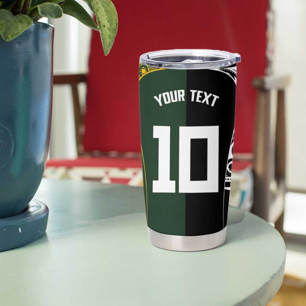 Aotearoa Australia Rugby Custom Tumbler Cup Maori and Aboriginal Art Sporty Style - Polynesian Pride