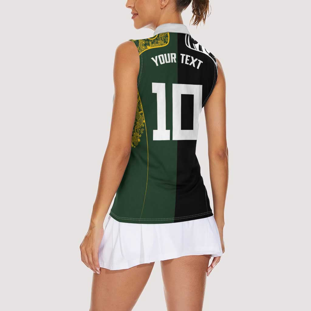 Aotearoa Australia Rugby Custom Women Sleeveless Polo Shirt Maori and Aboriginal Art Sporty Style - Polynesian Pride