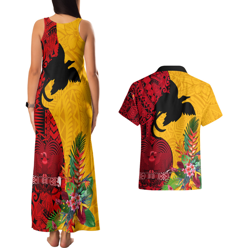 Papua New Guinea Couples Matching Tank Maxi Dress and Hawaiian Shirt Birds Of Paradise Mix Tropical Flower Polynesian Pattern LT03 - Polynesian Pride