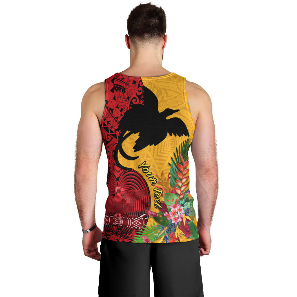 Custom Papua New Guinea Men Tank Top Birds Of Paradise Mix Tropical Flower Polynesian Pattern LT03 - Polynesian Pride