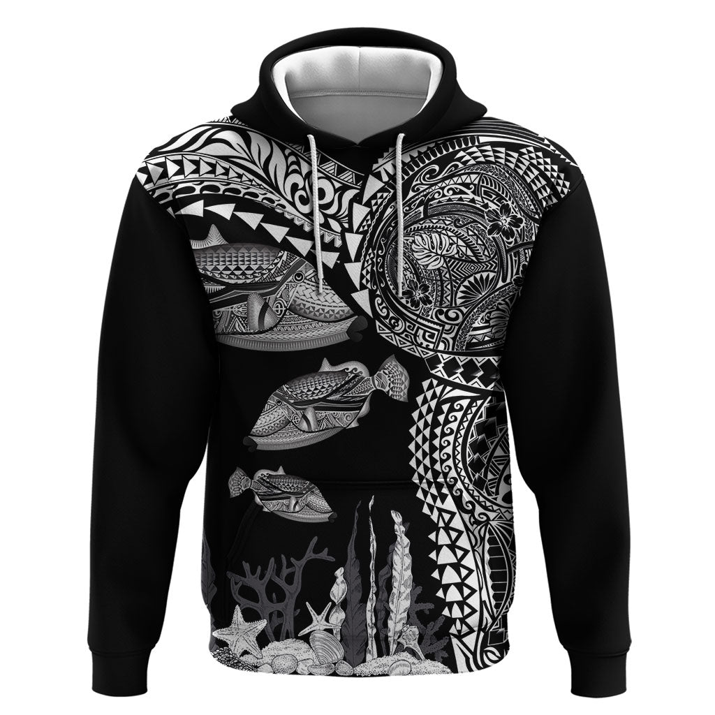Hawaiian Reef Triggerfish Hoodie Polynesian Art with Tribal Humuhumunukunukuapua'a LT03 Pullover Hoodie Black - Polynesian Pride