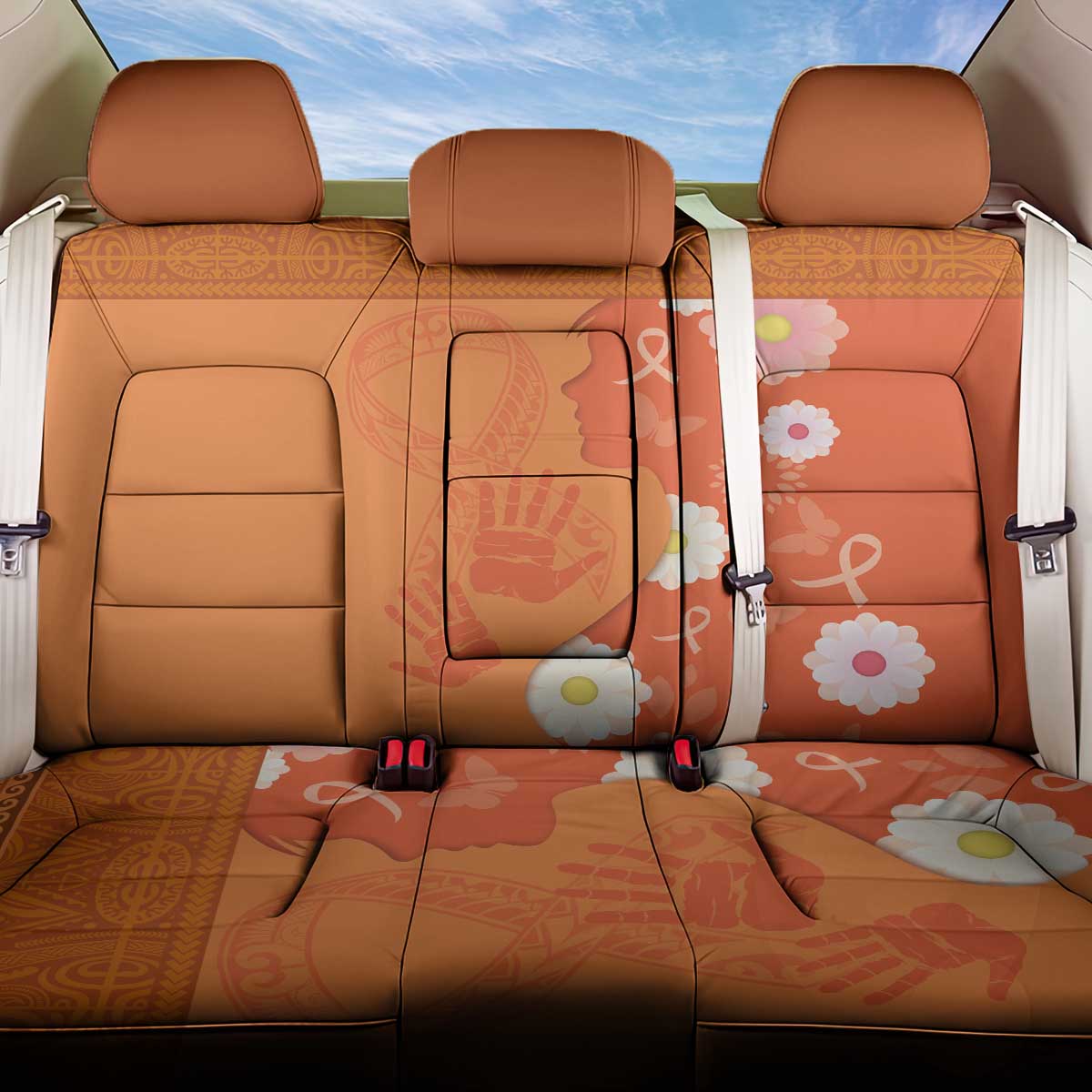 International Day for the Elimination of Violence Against Women Back Car Seat Cover Polynesian Pattern LT03 One Size Orange - Polynesian Pride