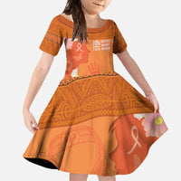 International Day for the Elimination of Violence Against Women Family Matching Mermaid Dress and Hawaiian Shirt Polynesian Pattern LT03 Daughter's Dress Orange - Polynesian Pride