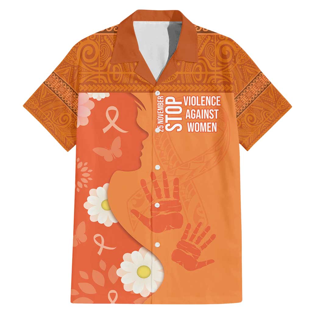 International Day for the Elimination of Violence Against Women Family Matching Mermaid Dress and Hawaiian Shirt Polynesian Pattern LT03 Dad's Shirt - Short Sleeve Orange - Polynesian Pride