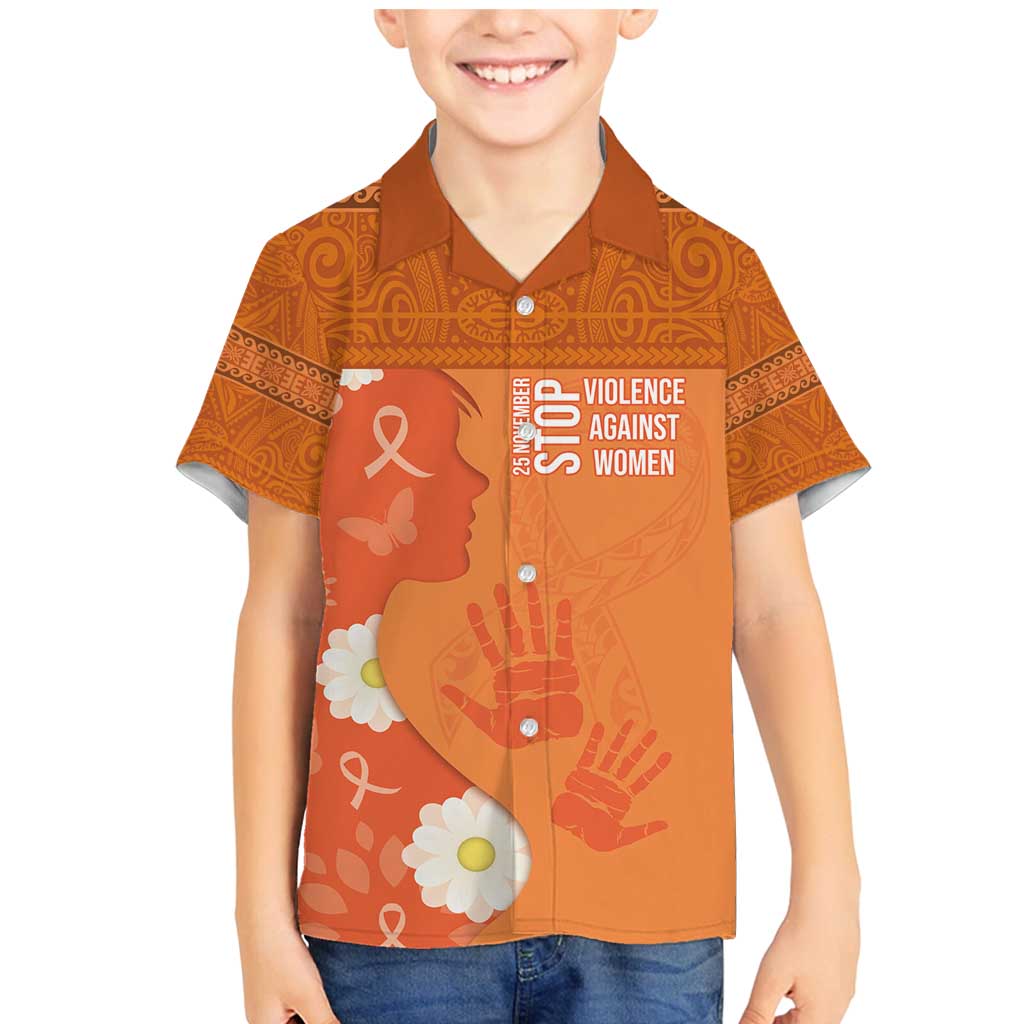 International Day for the Elimination of Violence Against Women Family Matching Mermaid Dress and Hawaiian Shirt Polynesian Pattern LT03 Son's Shirt Orange - Polynesian Pride